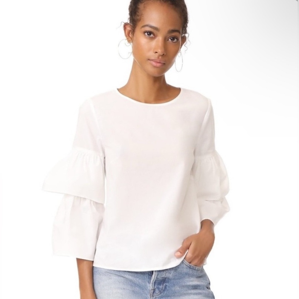 Madewell White Ruffle Sleeve Top